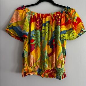 christian siriano off shoulder crop top